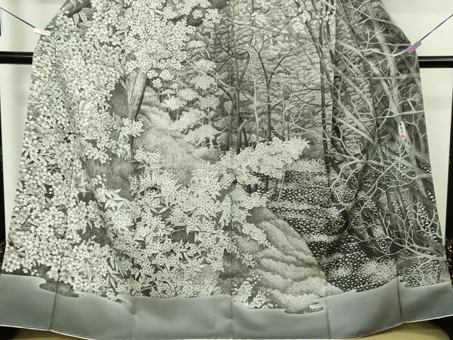 平和屋本店●極上　琉染の創設者　山岡古都　水墨書　訪問着　日本の名勝　東京都　小金井　逸品　未使用　DZAB8180kh6
