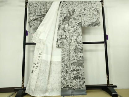 平和屋本店●極上　琉染の創設者　山岡古都　水墨書　訪問着　日本の名勝　東京都　小金井　逸品　未使用　DZAB8180kh6