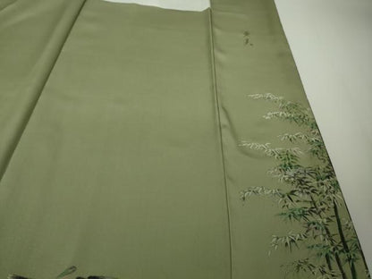 平和屋本店●極上　伝統工芸士　京友禅染色作家　田家鬼彩　訪問着　手描き　竹林　暈し染め　逸品　DZAB8181kh6