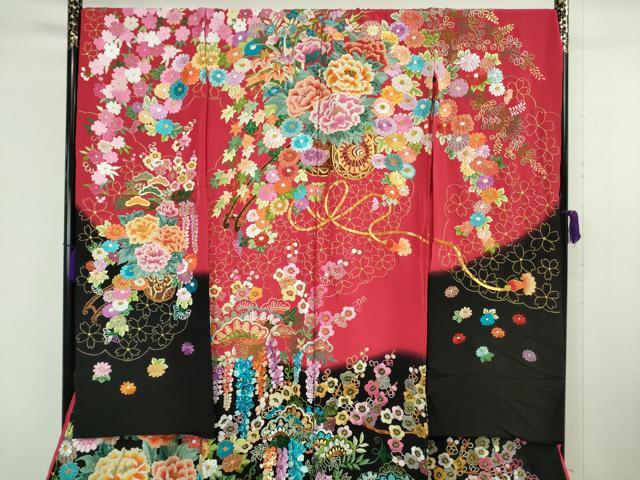 平和屋本店●極上 相良刺繍 総刺繍 お引きずり・引き振袖 結婚式 舞妓 芸妓 衣装 駒刺繍 花車 暈し染 金糸 仮絵羽 逸品 未使用 DZAB8191kh6
