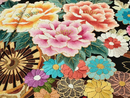 平和屋本店●極上 相良刺繍 総刺繍 お引きずり・引き振袖 結婚式 舞妓 芸妓 衣装 駒刺繍 花車 暈し染 金糸 仮絵羽 逸品 未使用 DZAB8191kh6
