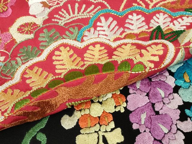 平和屋本店●極上 相良刺繍 総刺繍 お引きずり・引き振袖 結婚式 舞妓 芸妓 衣装 駒刺繍 花車 暈し染 金糸 仮絵羽 逸品 未使用 DZAB8191kh6