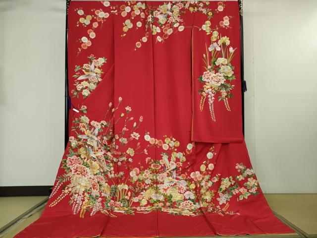 平和屋本店●極上 お引きずり・お引き摺り・引き振袖 和装 結婚式 舞妓 芸妓 衣装 総刺繍 鳳凰吉祥花文 仮絵羽 逸品 未使用 DZAB8192kh6