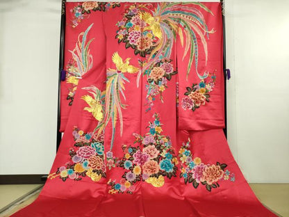 平和屋本店●極上 相良刺繍 総刺繍 色打掛 和装 婚礼 結婚式 花嫁 神社挙式 駒刺繍 鳳凰 花車 金銀糸 仮絵羽 逸品 未使用 DZAB8193kh6