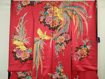 平和屋本店●極上 相良刺繍 総刺繍 色打掛 和装 婚礼 結婚式 花嫁 神社挙式 駒刺繍 鳳凰 花車 金銀糸 仮絵羽 逸品 未使用 DZAB8193kh6