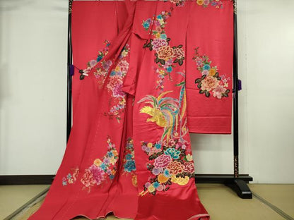 平和屋本店●極上 相良刺繍 総刺繍 色打掛 和装 婚礼 結婚式 花嫁 神社挙式 駒刺繍 鳳凰 花車 金銀糸 仮絵羽 逸品 未使用 DZAB8193kh6