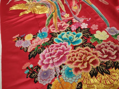 平和屋本店●極上 相良刺繍 総刺繍 色打掛 和装 婚礼 結婚式 花嫁 神社挙式 駒刺繍 鳳凰 花車 金銀糸 仮絵羽 逸品 未使用 DZAB8193kh6