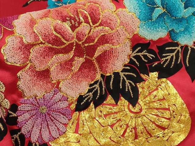 平和屋本店●極上 相良刺繍 総刺繍 色打掛 和装 婚礼 結婚式 花嫁 神社挙式 駒刺繍 鳳凰 花車 金銀糸 仮絵羽 逸品 未使用 DZAB8193kh6