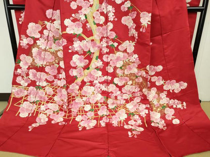 平和屋本店●極上 相良刺繍　総刺繍　色打掛　和装　婚礼　結婚式　花嫁　神社挙式　駒刺繍　枝桜　金糸　仮絵羽　逸品 未使用 DZAB8194kh6