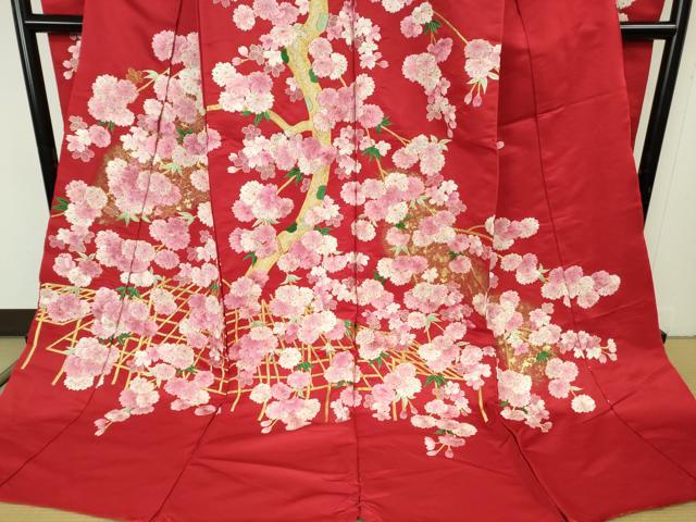 平和屋本店●極上 相良刺繍　総刺繍　色打掛　和装　婚礼　結婚式　花嫁　神社挙式　駒刺繍　枝桜　金糸　仮絵羽　逸品 未使用 DZAB8194kh6