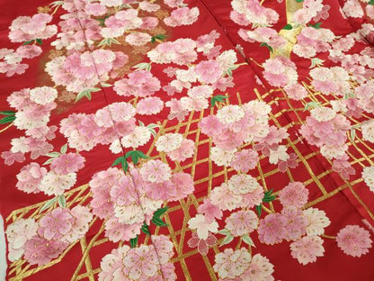 平和屋本店●極上 相良刺繍　総刺繍　色打掛　和装　婚礼　結婚式　花嫁　神社挙式　駒刺繍　枝桜　金糸　仮絵羽　逸品 未使用 DZAB8194kh6