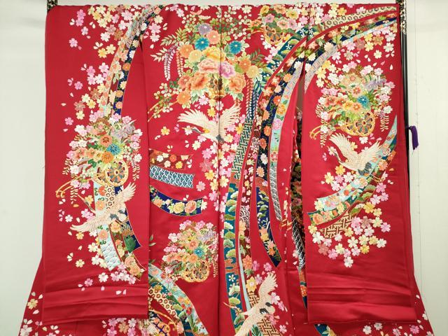 平和屋本店●極上 相良刺繍　総刺繍　色打掛　和装　婚礼　結婚式　花嫁　神社挙式　駒刺繍　花車　金糸　仮絵羽　逸品 未使用 DZAB8196kh6