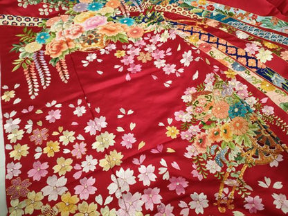 平和屋本店●極上 相良刺繍　総刺繍　色打掛　和装　婚礼　結婚式　花嫁　神社挙式　駒刺繍　花車　金糸　仮絵羽　逸品 未使用 DZAB8196kh6