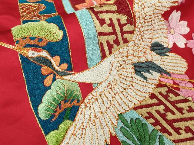 平和屋本店●極上 相良刺繍　総刺繍　色打掛　和装　婚礼　結婚式　花嫁　神社挙式　駒刺繍　花車　金糸　仮絵羽　逸品 未使用 DZAB8196kh6