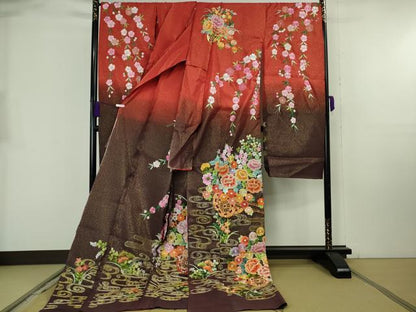 平和屋本店●極上 相良刺繍 総刺繍 お引きずり・引振袖 和装 結婚式 舞妓 芸妓 駒刺繍 花車 金糸 金通し地 仮絵羽 逸品 未使用 DZAB8197kh6