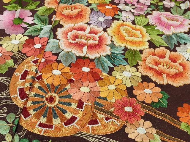 平和屋本店●極上 相良刺繍 総刺繍 お引きずり・引振袖 和装 結婚式 舞妓 芸妓 駒刺繍 花車 金糸 金通し地 仮絵羽 逸品 未使用 DZAB8197kh6
