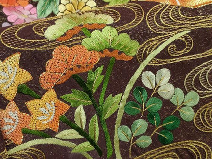 平和屋本店●極上 相良刺繍 総刺繍 お引きずり・引振袖 和装 結婚式 舞妓 芸妓 駒刺繍 花車 金糸 金通し地 仮絵羽 逸品 未使用 DZAB8197kh6