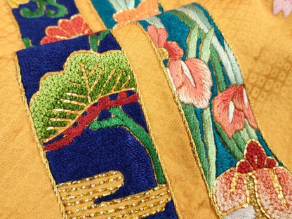 平和屋本店●極上 相良刺繍 総刺繍 お引きずり・引き振袖 和装 結婚式 舞妓 芸妓 衣装 駒刺繍 花車 金糸 仮絵羽 逸品 未使用DZAB8200kh6