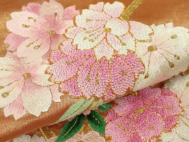 平和屋本店●極上 相良刺繍 総刺繍 色打掛 和装 婚礼 結婚式　花嫁　神社挙式　駒刺繍　枝垂れ桜　金糸　仮絵羽　逸品 未使用 DZAB8201kh6