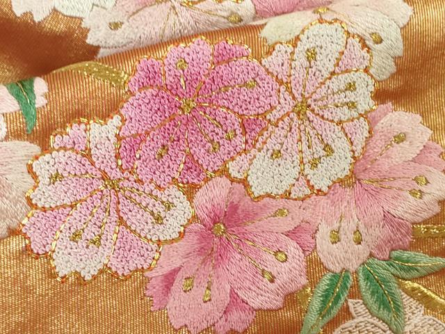 平和屋本店●極上 相良刺繍 総刺繍 色打掛 和装 婚礼 結婚式　花嫁　神社挙式　駒刺繍　枝垂れ桜　金糸　仮絵羽　逸品 未使用 DZAB8201kh6