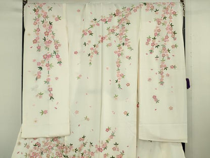 平和屋本店●極上 相良刺繍 総刺繍 お引きずり・引き振袖 結婚式 舞妓 芸妓 芸者 衣装 枝垂れ桜 金糸 仮絵羽 逸品 未使用 DZAB8203kh6