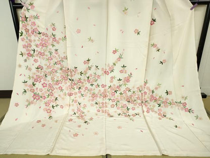 平和屋本店●極上 相良刺繍 総刺繍 お引きずり・引き振袖 結婚式 舞妓 芸妓 芸者 衣装 枝垂れ桜 金糸 仮絵羽 逸品 未使用 DZAB8203kh6