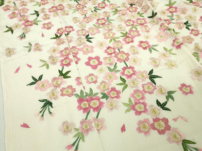 平和屋本店●極上 相良刺繍 総刺繍 お引きずり・引き振袖 結婚式 舞妓 芸妓 芸者 衣装 枝垂れ桜 金糸 仮絵羽 逸品 未使用 DZAB8203kh6