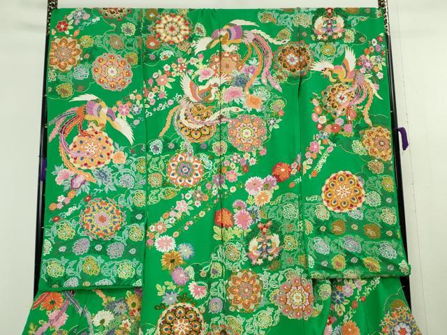平和屋本店●極上 相良刺繍 総刺繍 お引きずり・引振袖 和装 結婚式 舞妓 芸妓 衣装 駒刺繍 鳳凰花文 金糸 仮絵羽 逸品 未使用DZAB8205kh6