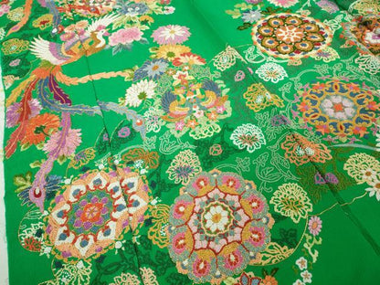 平和屋本店●極上 相良刺繍 総刺繍 お引きずり・引振袖 和装 結婚式 舞妓 芸妓 衣装 駒刺繍 鳳凰花文 金糸 仮絵羽 逸品 未使用DZAB8205kh6