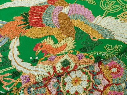 平和屋本店●極上 相良刺繍 総刺繍 お引きずり・引振袖 和装 結婚式 舞妓 芸妓 衣装 駒刺繍 鳳凰花文 金糸 仮絵羽 逸品 未使用DZAB8205kh6