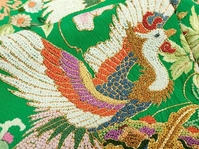 平和屋本店●極上 相良刺繍 総刺繍 お引きずり・引振袖 和装 結婚式 舞妓 芸妓 衣装 駒刺繍 鳳凰花文 金糸 仮絵羽 逸品 未使用DZAB8205kh6