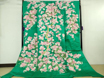 平和屋本店●極上 相良刺繍 総刺繍 色打掛 和装 婚礼　結婚式　花嫁　神社挙式　駒刺繍　枝垂れ桜　金糸　仮絵羽　逸品 未使用 DZAB8206kh6