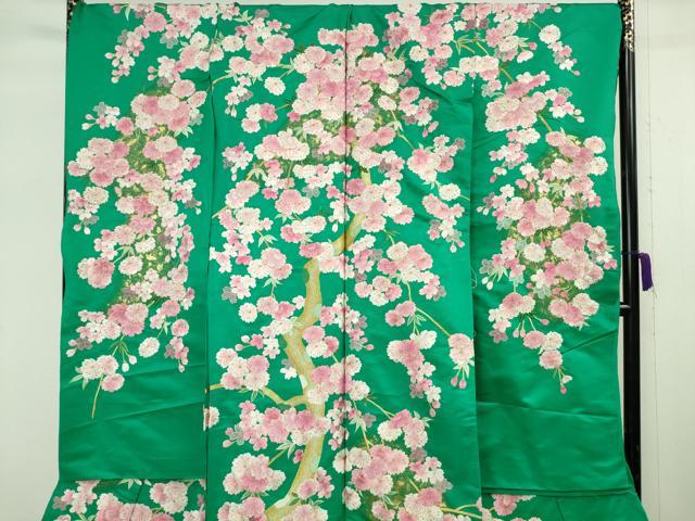 平和屋本店●極上 相良刺繍 総刺繍 色打掛 和装 婚礼　結婚式　花嫁　神社挙式　駒刺繍　枝垂れ桜　金糸　仮絵羽　逸品 未使用 DZAB8206kh6