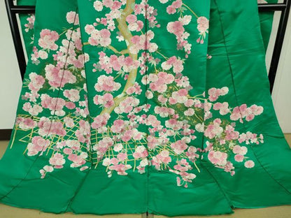 平和屋本店●極上 相良刺繍 総刺繍 色打掛 和装 婚礼　結婚式　花嫁　神社挙式　駒刺繍　枝垂れ桜　金糸　仮絵羽　逸品 未使用 DZAB8206kh6