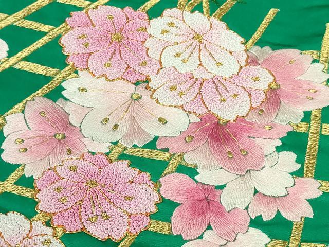 平和屋本店●極上 相良刺繍 総刺繍 色打掛 和装 婚礼　結婚式　花嫁　神社挙式　駒刺繍　枝垂れ桜　金糸　仮絵羽　逸品 未使用 DZAB8206kh6