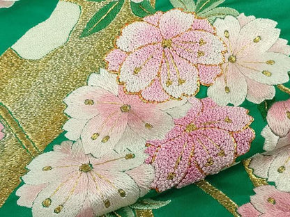 平和屋本店●極上 相良刺繍 総刺繍 色打掛 和装 婚礼　結婚式　花嫁　神社挙式　駒刺繍　枝垂れ桜　金糸　仮絵羽　逸品 未使用 DZAB8206kh6