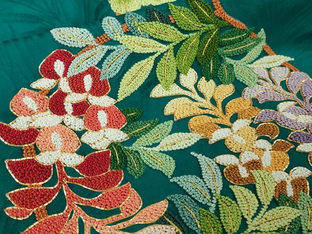 平和屋本店●極上 相良刺繍 総刺繍 お引きずり・引き振袖 和装 結婚式 舞妓 芸妓 衣装 駒刺繍 花丸文 金糸 仮絵羽 逸品 未使用DZAB8207kh6
