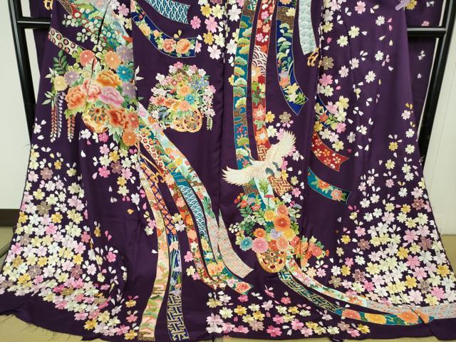 平和屋本店●極上 相良刺繍 総刺繍 お引きずり・引き振袖 和装 結婚式 舞妓 芸妓 衣装 駒刺繍 花車 金糸 仮絵羽 逸品 未使用DZAB8208kh6