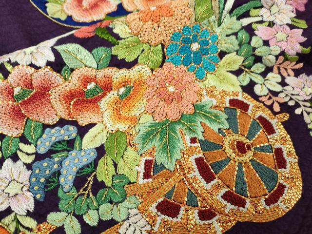 平和屋本店●極上 相良刺繍 総刺繍 お引きずり・引き振袖 和装 結婚式 舞妓 芸妓 衣装 駒刺繍 花車 金糸 仮絵羽 逸品 未使用DZAB8208kh6