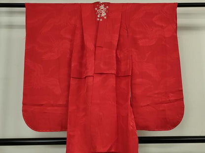 平和屋本店[]極上　七五三　女の子 7歳 祝着・襦袢(袷・半衿刺繍)セット　駒刺繍　総絞り　御所車花文　暈し染め　金彩　逸品　DZAB8209kh6