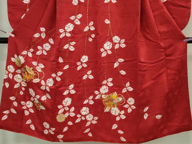 平和屋本店∵極上　創業460年・千總　女の子　十三参り　子供　祝着　振袖　刺繍　糸車　舞花　金彩　逸品　DZAB8210kh6