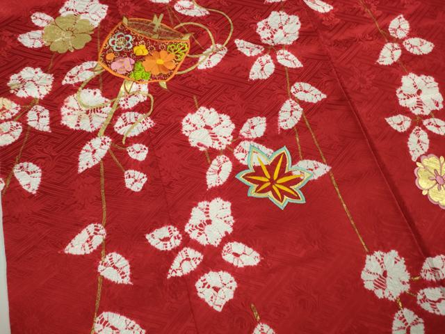 平和屋本店∵極上　創業460年・千總　女の子　十三参り　子供　祝着　振袖　刺繍　糸車　舞花　金彩　逸品　DZAB8210kh6