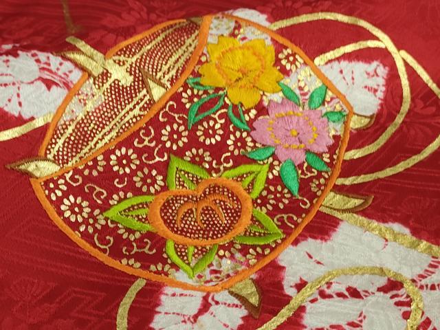 平和屋本店∵極上　創業460年・千總　女の子　十三参り　子供　祝着　振袖　刺繍　糸車　舞花　金彩　逸品　DZAB8210kh6