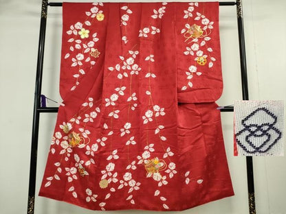 平和屋本店∵極上　創業460年・千總　女の子　十三参り　子供　祝着　振袖　刺繍　糸車　舞花　金彩　逸品　DZAB8210kh6