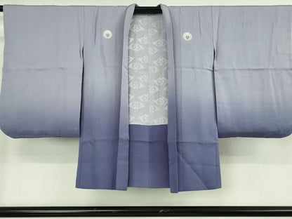 平和屋本店[]希少 国際的伝統工芸作家 十二代・藤林徳扇 七五三 男の子 7歳 祝着・羽織セット 藤色 銀通し地 プラチナ糸 逸品DZAB8211kh6