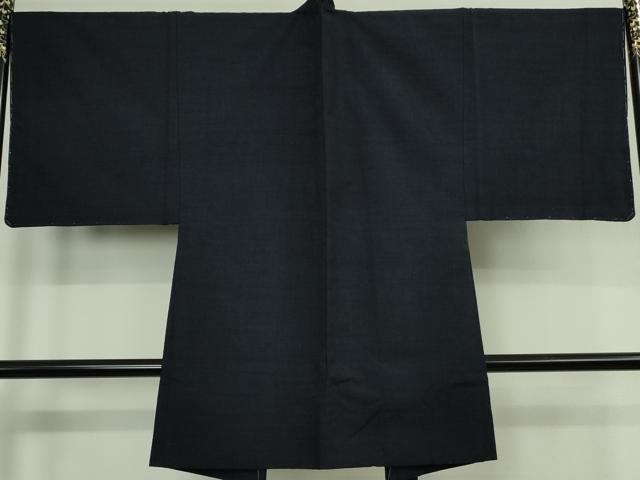 平和屋着物●極上　男性　本場結城紬　重要無形文化財　アンサンブル　長羽織　杢　濃藍色　証紙付き　逸品　DZAB8212kh6