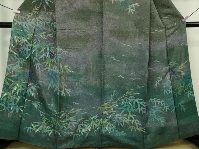 平和屋本店●極上　漆工芸作家　金森一博　訪問着　笹竹文　暈し染め　銀糸　さが美扱い　逸品　DZAB8221kh6