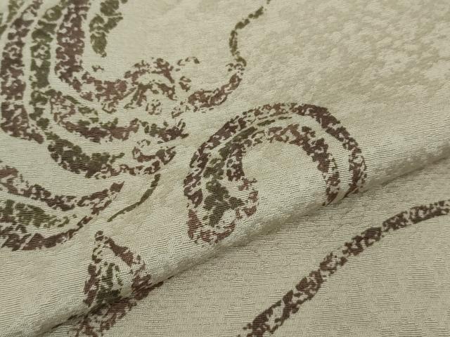 平和屋本店●希少　ジュディ・オング　小紋　龍流水　木版画　練色地　逸品　未使用　DZAB8222kh6