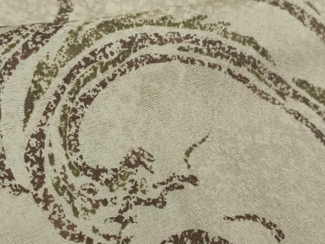 平和屋本店●希少　ジュディ・オング　小紋　龍流水　木版画　練色地　逸品　未使用　DZAB8222kh6