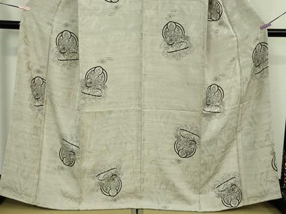 平和屋本店●極上　小紋　仏画　菩薩　獅子　乱菊地紋　灰白色地　逸品　DZAB8223kh6